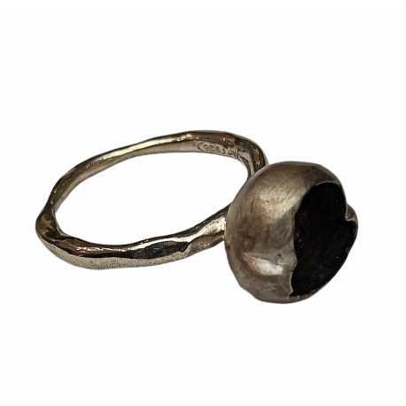Bague petit nénuphar argent noir oxydé intérieur yonka 1 Rosa maria femme bijoux online boutique strasbourg france 