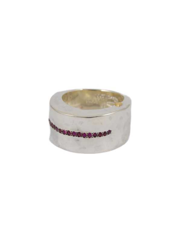 Bague Kurata anneau large argent rangée rubis rosa maria femme ring strasbourg boutique france online bijoux mixte