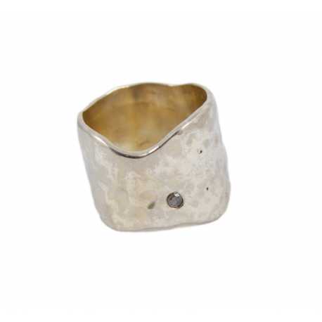 Bague Cao anneau large asy argent 1 diamant gris Rosamaria Jewellery femme ring strasbourg boutique france online mode