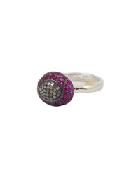 Bague Carrie cadre ovale pavé diamants gris cerclé 2 rangées rubis rosa maria femme bijoux strasbourg boutique online