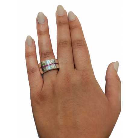 Bague Kurata anneau large argent rangée rubis rosa maria femme ring strasbourg boutique france online bijoux mixte
