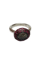 Bague Carrie cadre ovale pavé diamants gris cerclé 2 rangées rubis rosa maria femme bijoux strasbourg boutique online