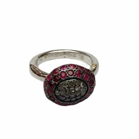 Bague Carrie cadre ovale pavé diamants gris cerclé 2 rangées rubis rosa maria femme bijoux strasbourg boutique online