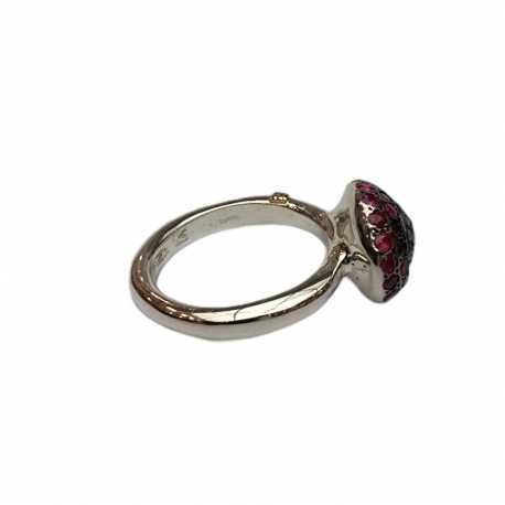 Bague Carrie cadre ovale pavé diamants gris cerclé 2 rangées rubis rosa maria femme bijoux strasbourg boutique online