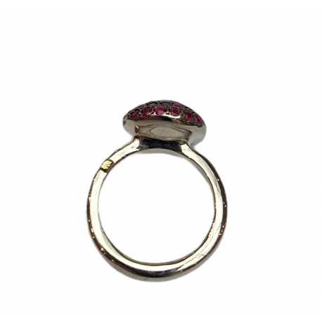 Bague Carrie cadre ovale pavé diamants gris cerclé 2 rangées rubis rosa maria femme bijoux strasbourg boutique online