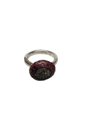 Bague Carrie cadre ovale pavé diamants gris cerclé 2 rangées rubis rosa maria femme bijoux strasbourg boutique online