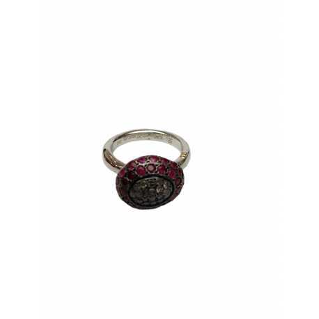 Bague Carrie cadre ovale pavé diamants gris cerclé 2 rangées rubis rosa maria femme bijoux strasbourg boutique online