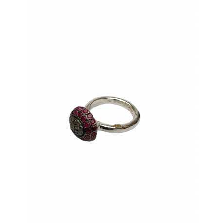Bague Carrie cadre ovale pavé diamants gris cerclé 2 rangées rubis rosa maria femme bijoux strasbourg boutique online