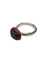 Bague Carrie cadre ovale pavé diamants gris cerclé 2 rangées rubis rosa maria femme bijoux strasbourg boutique online