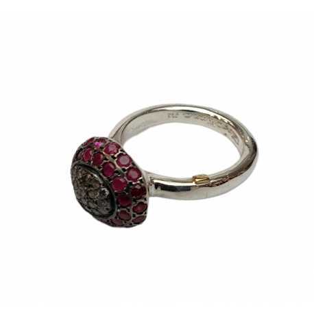 Bague Carrie cadre ovale pavé diamants gris cerclé 2 rangées rubis rosa maria femme bijoux strasbourg boutique online