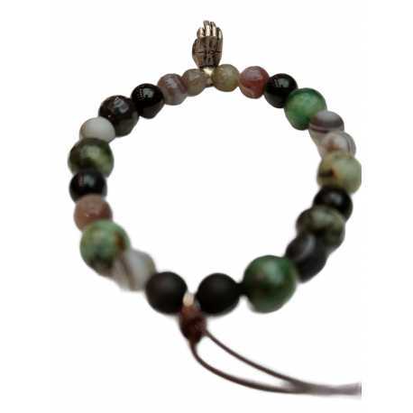 Bracelet Mudra Hand bronze agate noire turquoise onyx labra