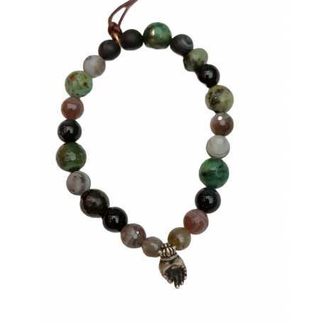 Bracelet Mudra Hand bronze agate noire turquoise onyx labra