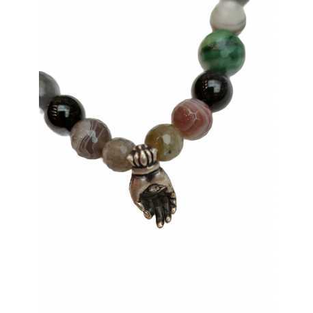 Bracelet Mudra Hand bronze agate noire turquoise onyx labra