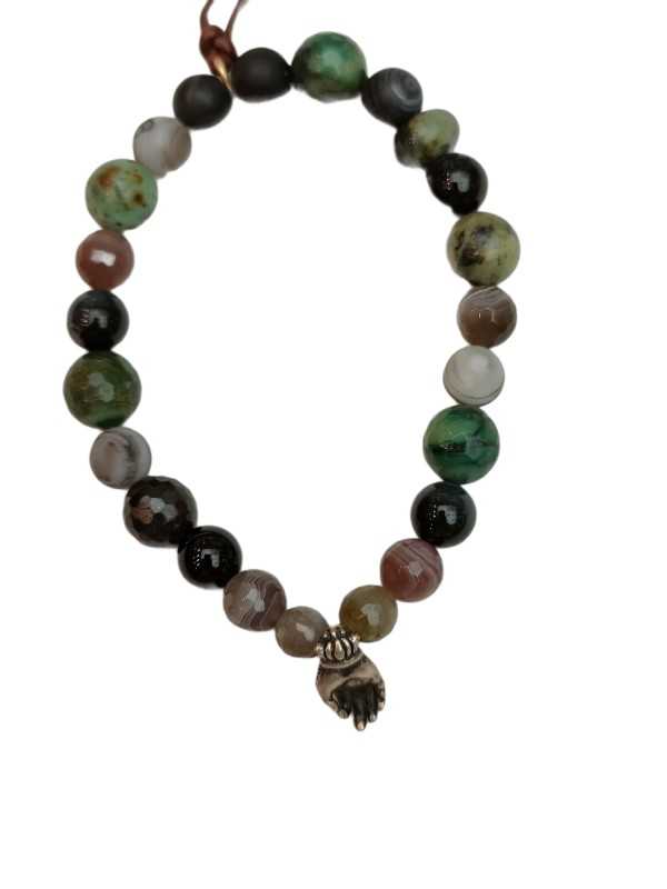 Bracelet Mudra Hand bronze agate noire turquoise onyx labra