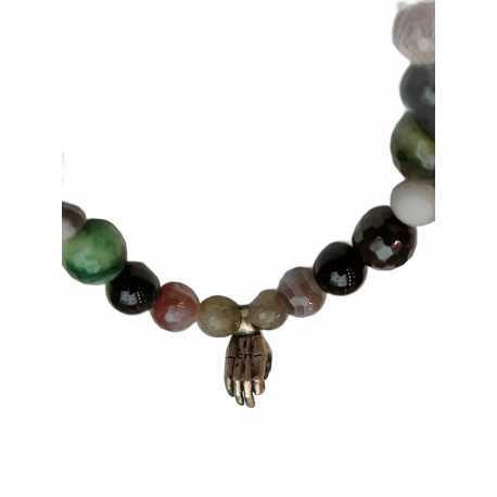 Bracelet Mudra Hand bronze agate noire turquoise onyx labra
