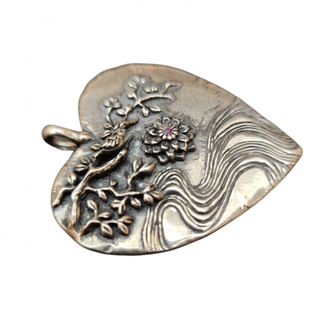 Pendentif_cœur_argent_floral_rubis_Am loving Awareness_0136SS_catherine michiels_strasbourg_francce_boutique_shop_online