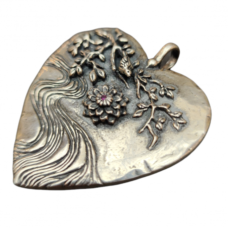 Pendentif_cœur_argent_floral_rubis_Am loving Awareness_0136SS_catherine michiels_strasbourg_francce_boutique_shop_online