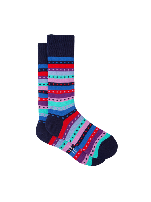 Chaussettes rayures navy rose rouge M1A 380KV HF671 47