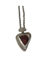 Pendentif grand coeur grenat oiseau diamants gris Pe Fairouza St Dia Grt Rosamaria Jewellery bijoux créateur strasbourg