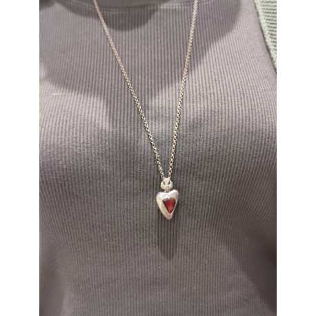Pendentif grand coeur grenat oiseau diamants gris Pe Fairouza St Dia Grt Rosamaria Jewellery bijoux créateur strasbourg