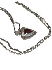 Pendentif grand coeur grenat oiseau diamants gris Pe Fairouza St Dia Grt Rosamaria Jewellery bijoux créateur strasbourg