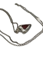 Pendentif grand coeur grenat oiseau diamants gris Pe Fairouza St Dia Grt Rosamaria Jewellery bijoux créateur strasbourg