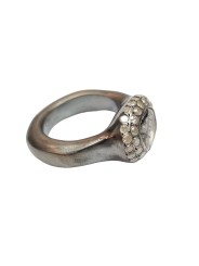 Bague quartz rutilé 2 rangs diamants blancs argent oxydé Carrie St Dia Iw 2r Blk Rosa Maria Jewellery Bijoux Strasbourg