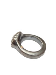 Bague quartz rutilé 2 rangs diamants blancs argent oxydé Carrie St Dia Iw 2r Blk Rosa Maria Jewellery Bijoux Strasbourg