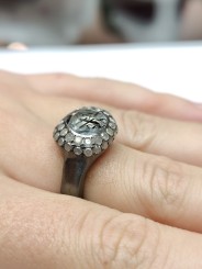 Bague quartz rutilé 2 rangs diamants blancs argent oxydé Carrie St Dia Iw 2r Blk Rosa Maria Jewellery Bijoux Strasbourg