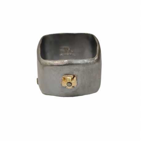 Anneau plaque oxydée Juda croix malte 1 diamant noir St Div 14 3B Gy Dix Blk rosa maria bijoux strasbourg boutique online