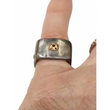 Anneau plaque oxydée Juda croix malte 1 diamant noir St Div 14 3B Gy Dix Blk rosa maria bijoux strasbourg boutique online