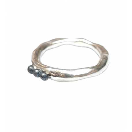 Bague Poline 3 perles argent oxydé 4-3 S St Rosamaria Jewellery bijoux strasbourg créateur boutique online mode mixte