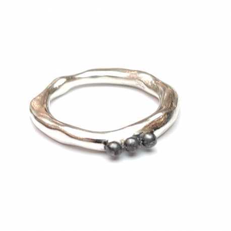 Bague Poline 3 perles argent oxydé 4-3 S St Rosamaria Jewellery bijoux strasbourg créateur boutique online mode mixte