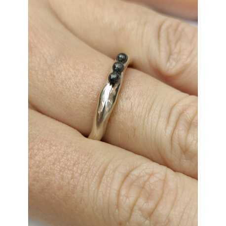 Bague Poline 3 perles argent oxydé 4-3 S St Rosamaria Jewellery bijoux strasbourg créateur boutique online mode mixte