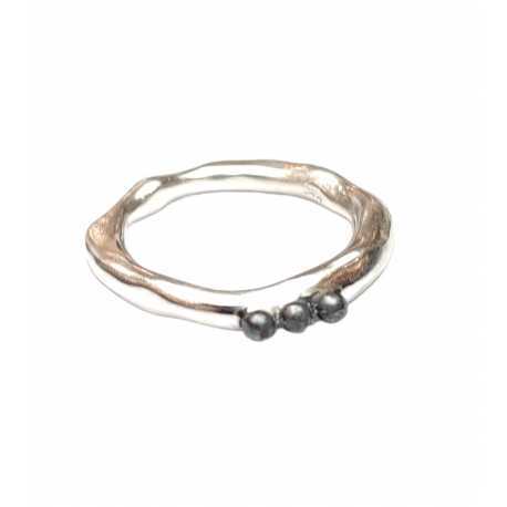 Bague Poline 3 perles argent oxydé 4-3 S St Rosamaria Jewellery bijoux strasbourg créateur boutique online mode mixte