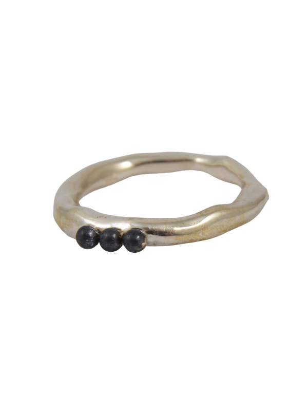 Bague Poline 3 perles argent oxydé 4-3 S St Rosamaria Jewellery bijoux strasbourg créateur boutique online mode mixte