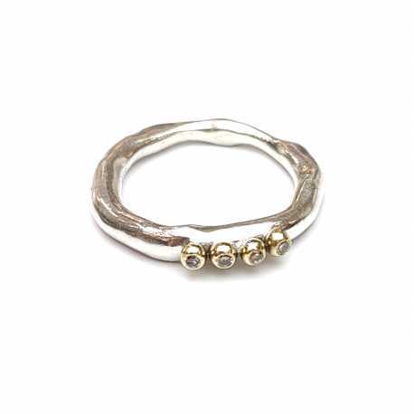 Bague Poline 4x4 perles de Diamants cognac 4-4 S Cu Dix co Rosa Maria Jewellery bijoux strasbourg boutique online mixte