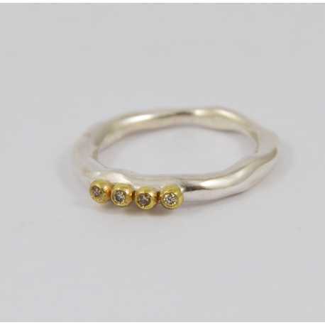 Bague Poline 4x4 perles de Diamants cognac 4-4 S Cu Dix co Rosa Maria Jewellery bijoux strasbourg boutique online mixte