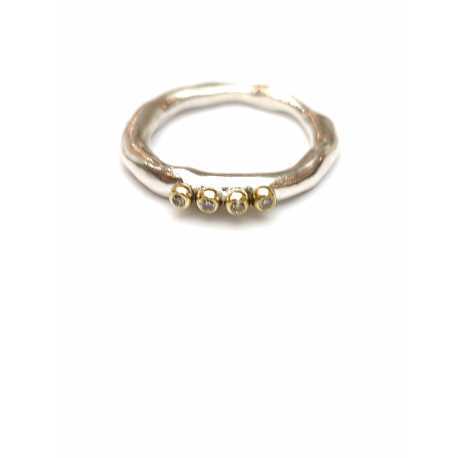 Bague Poline 4x4 perles de Diamants cognac 4-4 S Cu Dix co Rosa Maria Jewellery bijoux strasbourg boutique online mixte