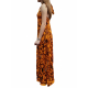 Robe_longue_print_afro_orange_brun_viscose_soie_Naga_Hanami d'Or_femme_Strasbourg_boutique_tendance_vêtements_Alsace_mode