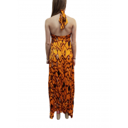 Robe_longue_print_afro_orange_brun_viscose_soie_Naga_Hanami d'Or_femme_Strasbourg_boutique_tendance_vêtements_Alsace_mode