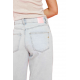 Jeans délavé clair court évasé Samantha clous blancs poches DT075 006