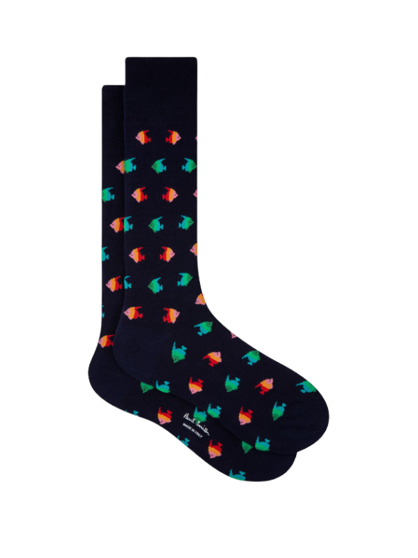 Chaussettes_poissons_perroquets_navy_M1A-380CI-K222-47_Paul Smith_homme_vêtement_mode_shop_online_boutique_strasbourg