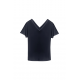 T-shirt v Kim Wom cupro manches courtes blue black 23609 60 rrd roberto ricci design strasbourg boutiuque vêtement femme
