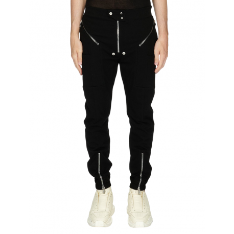 Pantalon zip devant patte taille coton noir RU02C 7336 BG 09 Rick Owens homme vêtement online strasbourg france boutique