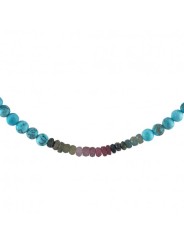 Collier facette en turquoise et tourmaline vert mauve FCTCOTURTRM