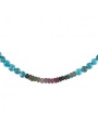 Collier facette en turquoise et tourmaline vert mauve FCTCOTURTRM