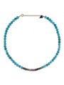 Collier facette en turquoise et tourmaline vert mauve FCTCOTURTRM