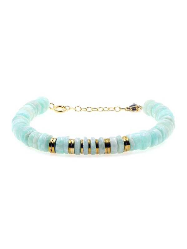 Bracelet Puka en amazonite et hématite gold PUKBRAMAGLD