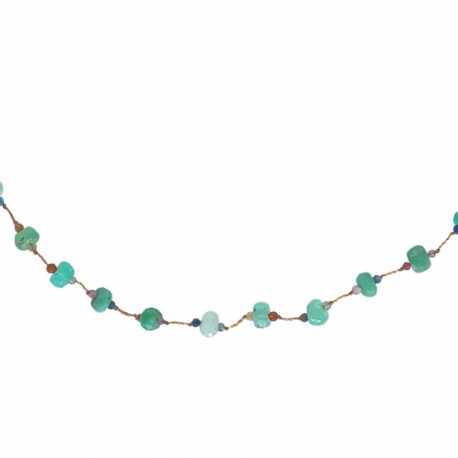 Collier Jellies en chrysoprase vert clair micro pierres multi JELCOCHR